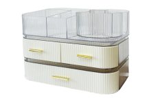 Feito na China — Organizador de produtos de maquiagem, Organizador de produtos de maquiagem multifuncional giratório de 360 graus, Organizador de produtos de maquiagem e beleza com gaveta, Produtos de organização de maquiagem, Organizador de produtos de maquiagem e beleza